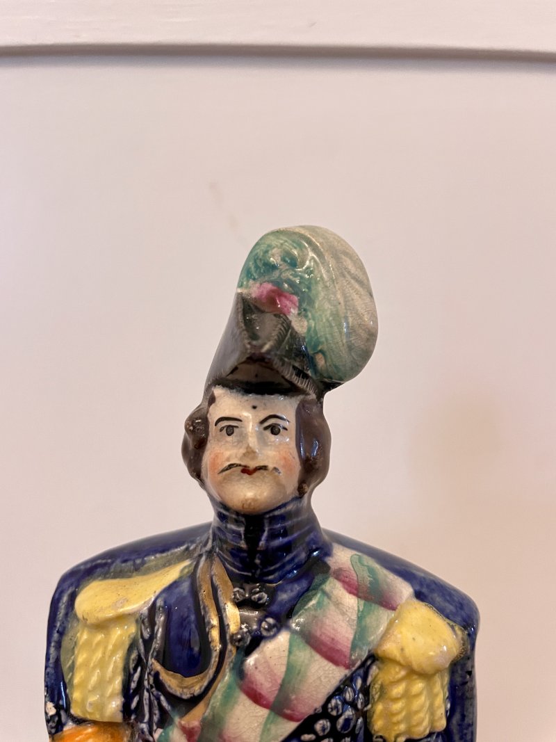 Antique Victorian Staffordshire Flatback Figure in Military Dress - Image 3